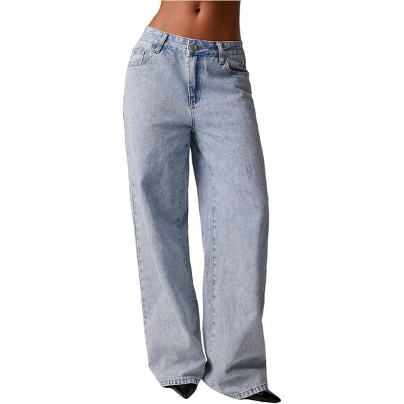 Women’s Low Rise Straight Leg Denim Jeans Streetwear Casual Pants